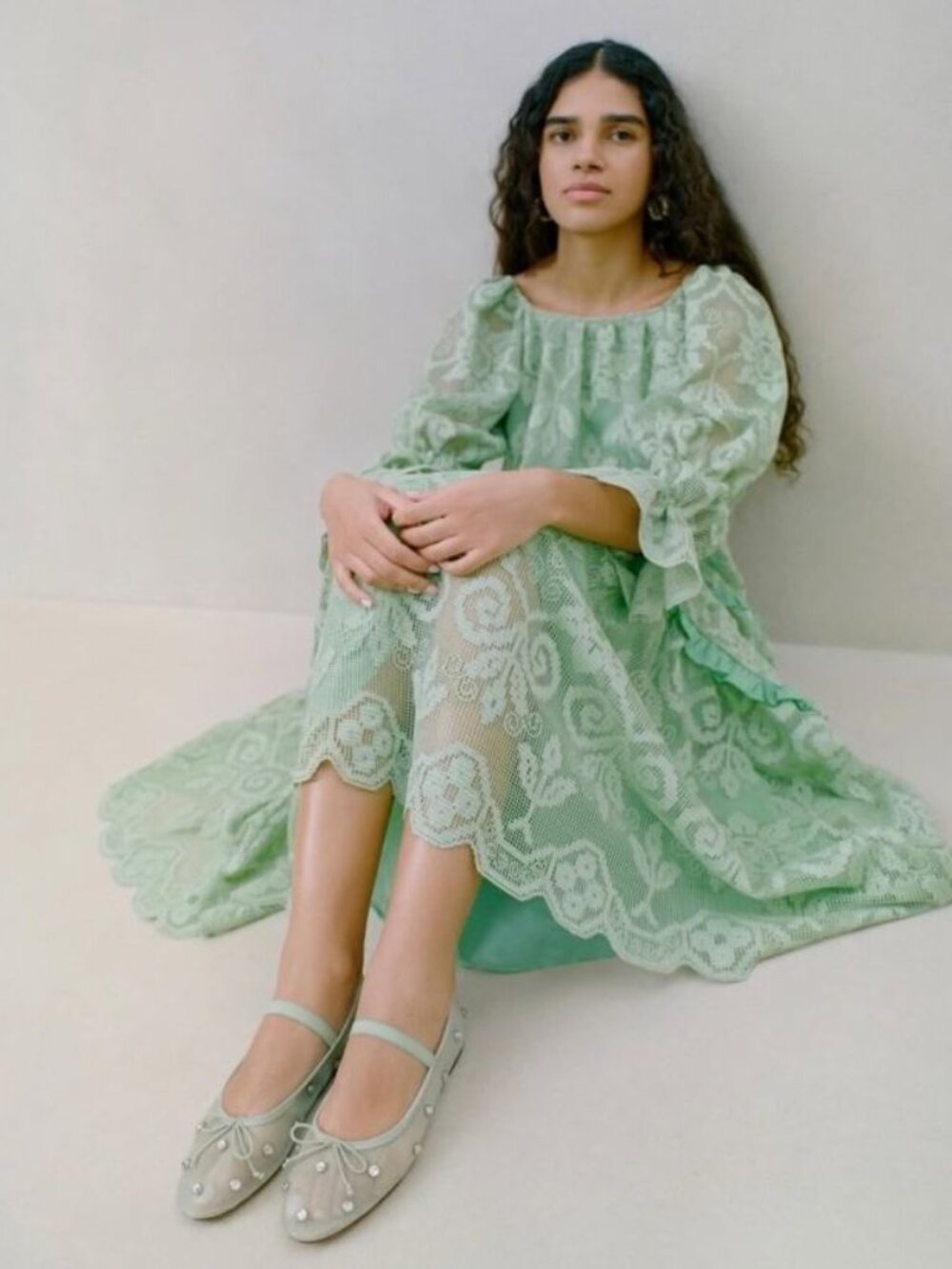 Loeffler Randall Leonie Mary Jane Ballet Flats Size 10 Crystal Mesh Seafoam NEW - Picture 16 of 16